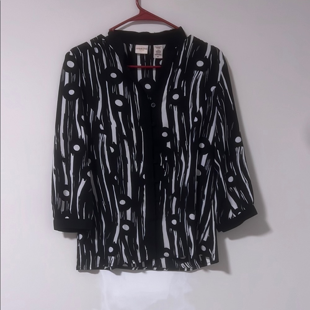 Chico's Black and White Patterned Blouse